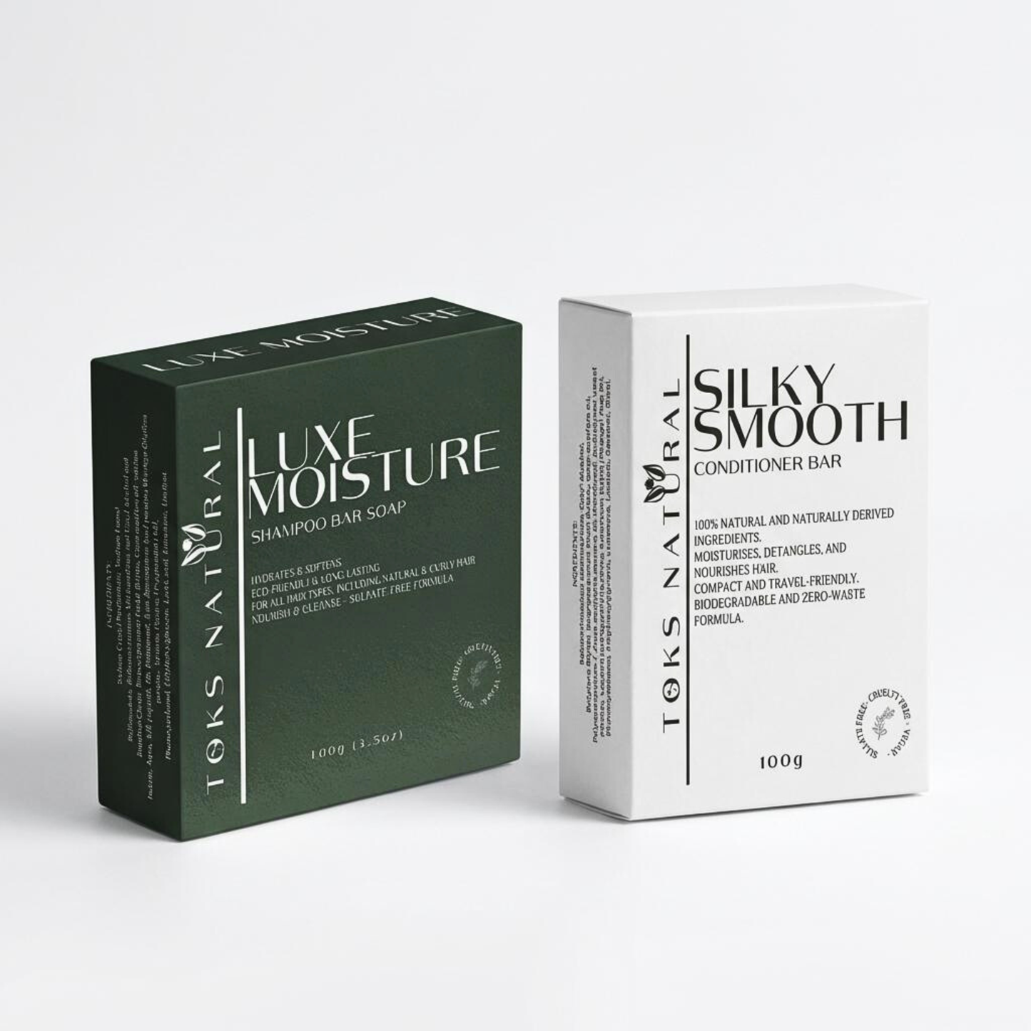 Two boxes of TOKS Natural hair care products on a white background