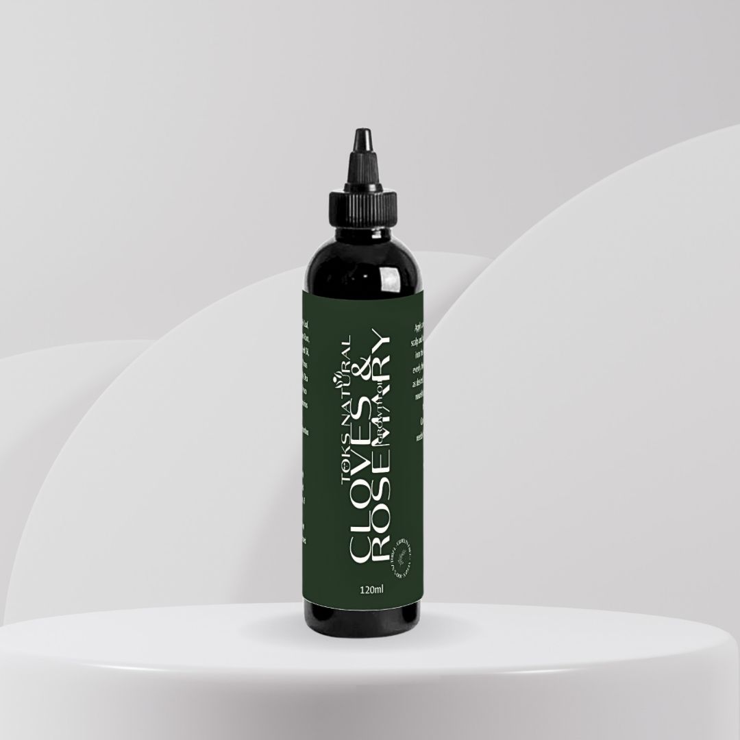 rosemary and clove hair growth oil for thinning edges
applying rosemary hair oil to scalp to reduce shedding
lightweight non-greasy hair oil for curly coily hair