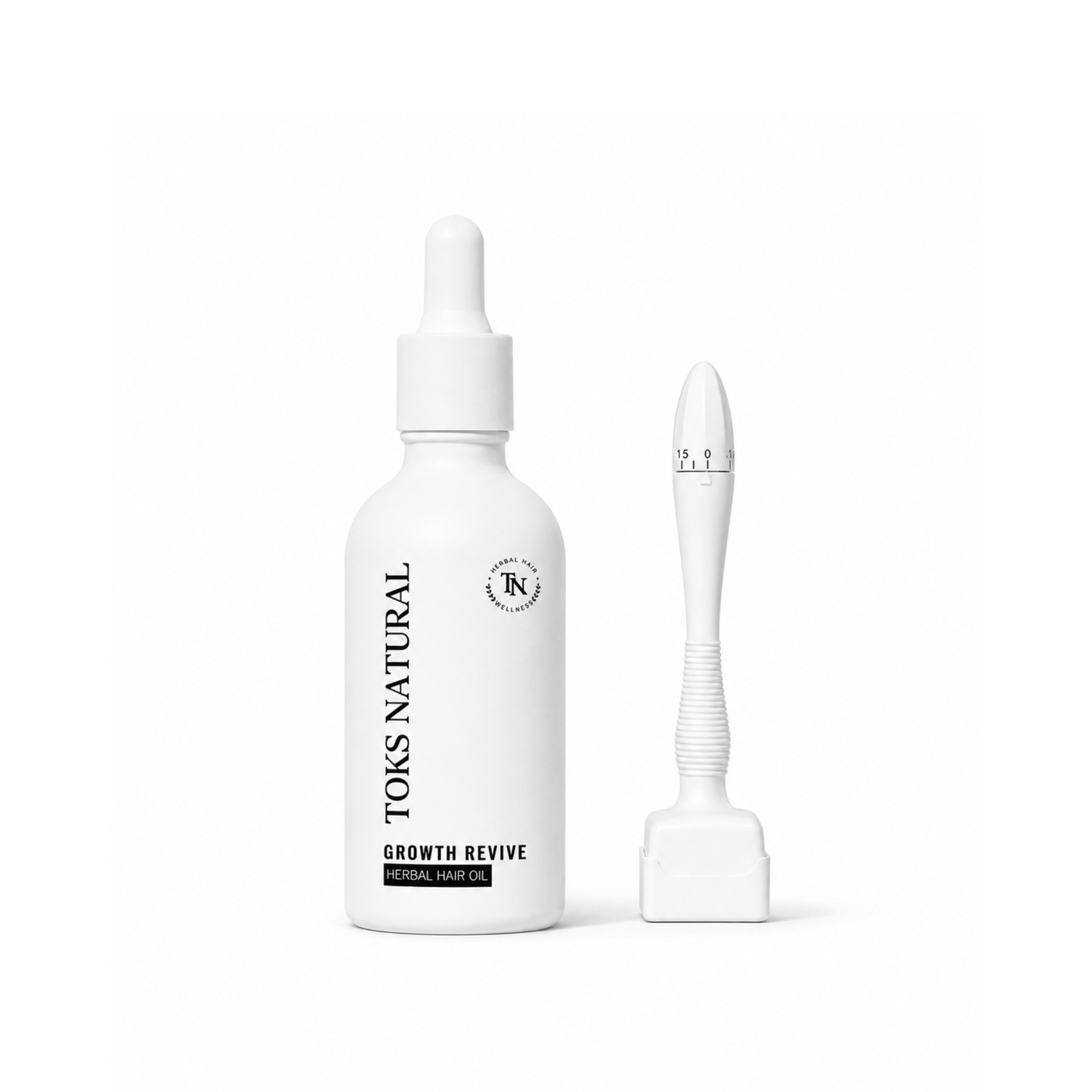 Toks Natural Growth Revive product with dropper on a white background