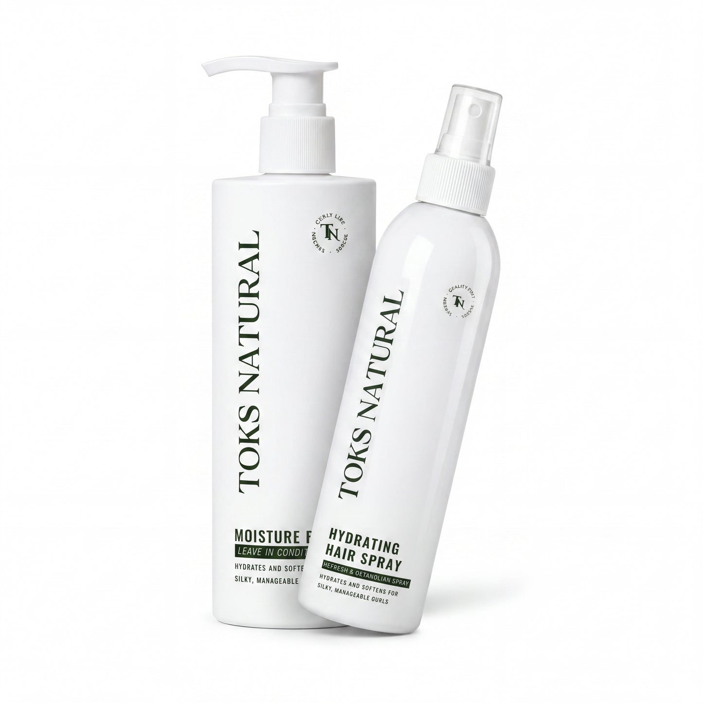 Two TOKS NATURAL hair care products on a white background