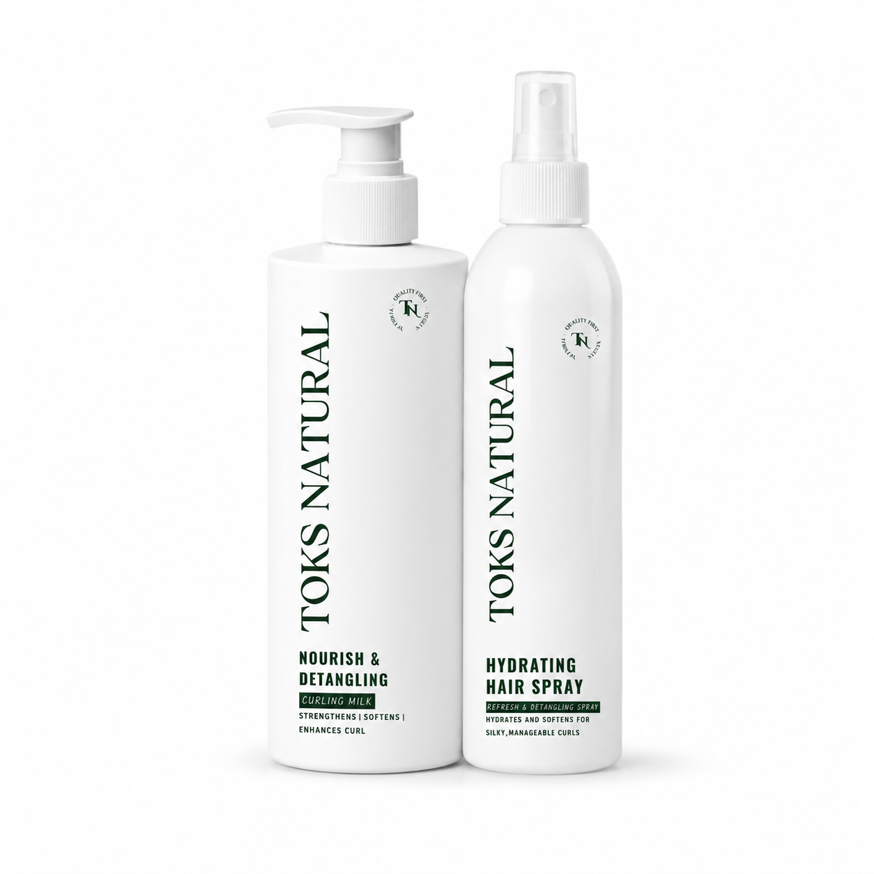 Two TOKS NATURAL hair care products on a white background