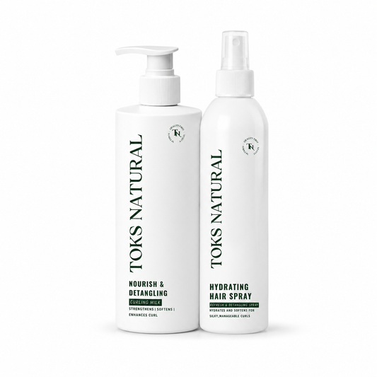 Two TOKS NATURAL hair care products on a white background