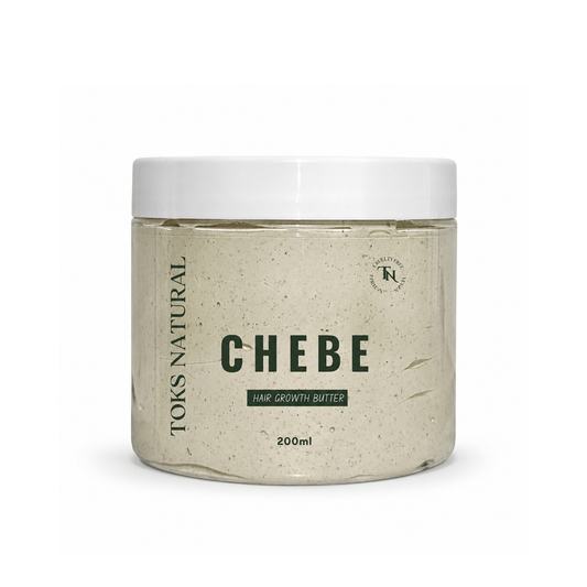 Jar of Toks Natural Chebe hair growth butter on a white background