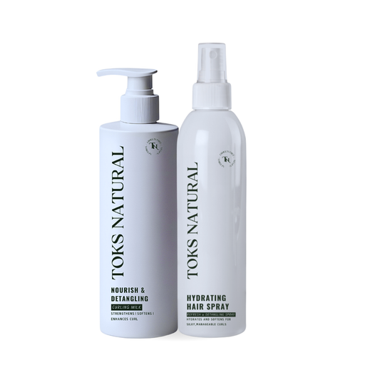 Two TOKS NATURAL hair care products on a white background