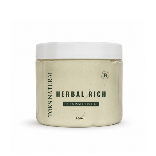 Jar of Toks Natural Herbal Rich Hair Growth Butter on a white background