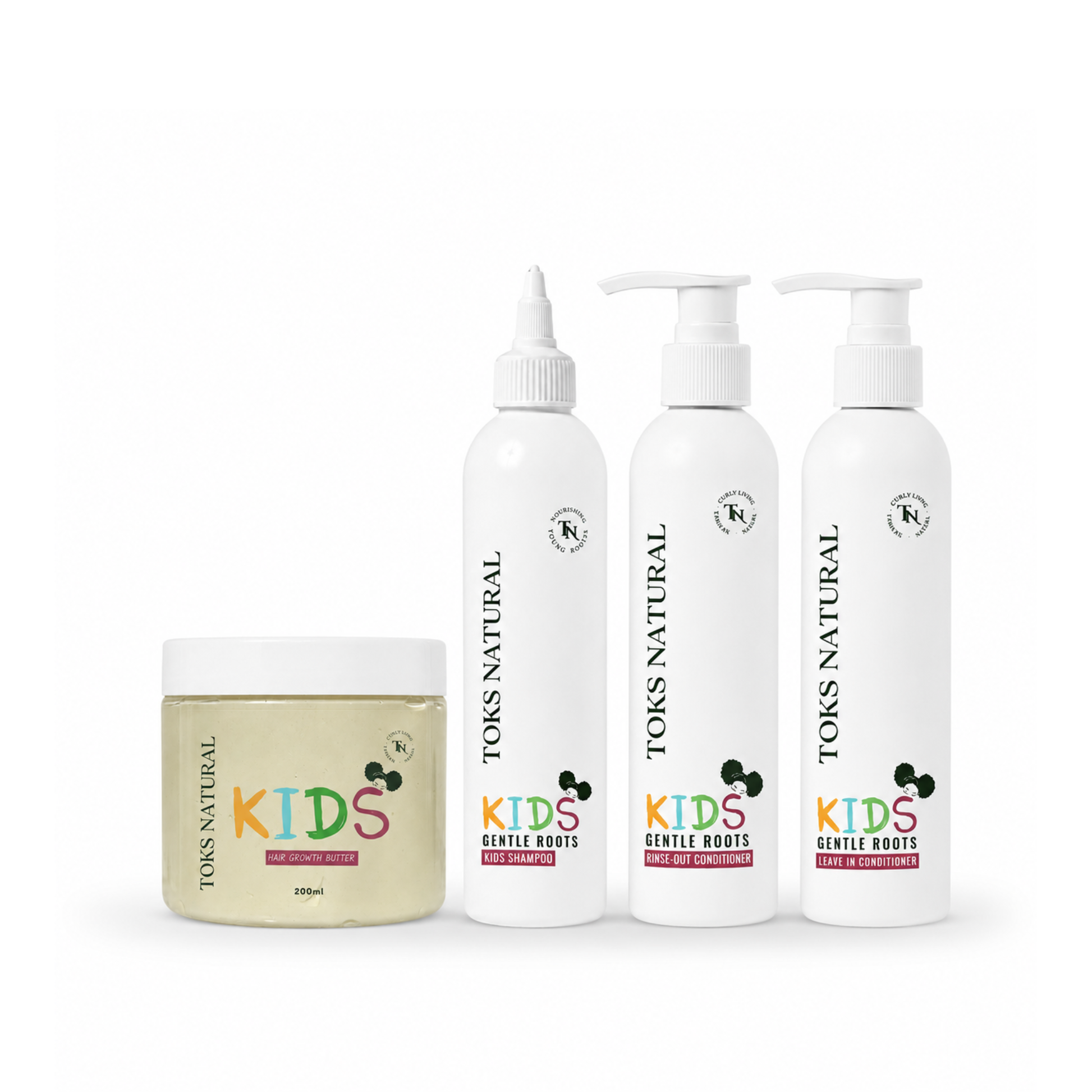 Toks Natural Kids hair care products on a white background