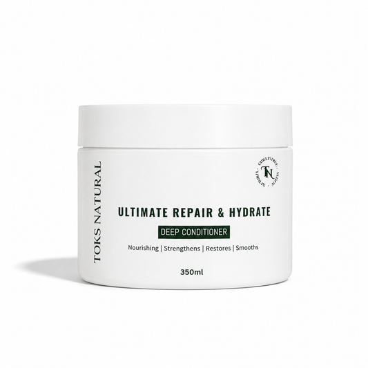 Toks Natural Ultimate Repair & Hydrate deep conditioner jar on a white background
