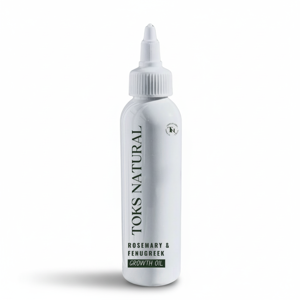 Toks Natural Rosemary & Fenugreek Growth Oil bottle on a white background