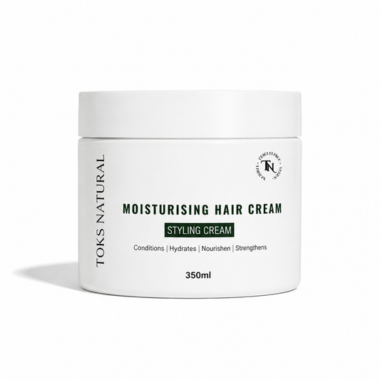 Jar of Toks Natural moisturising hair cream on a white background