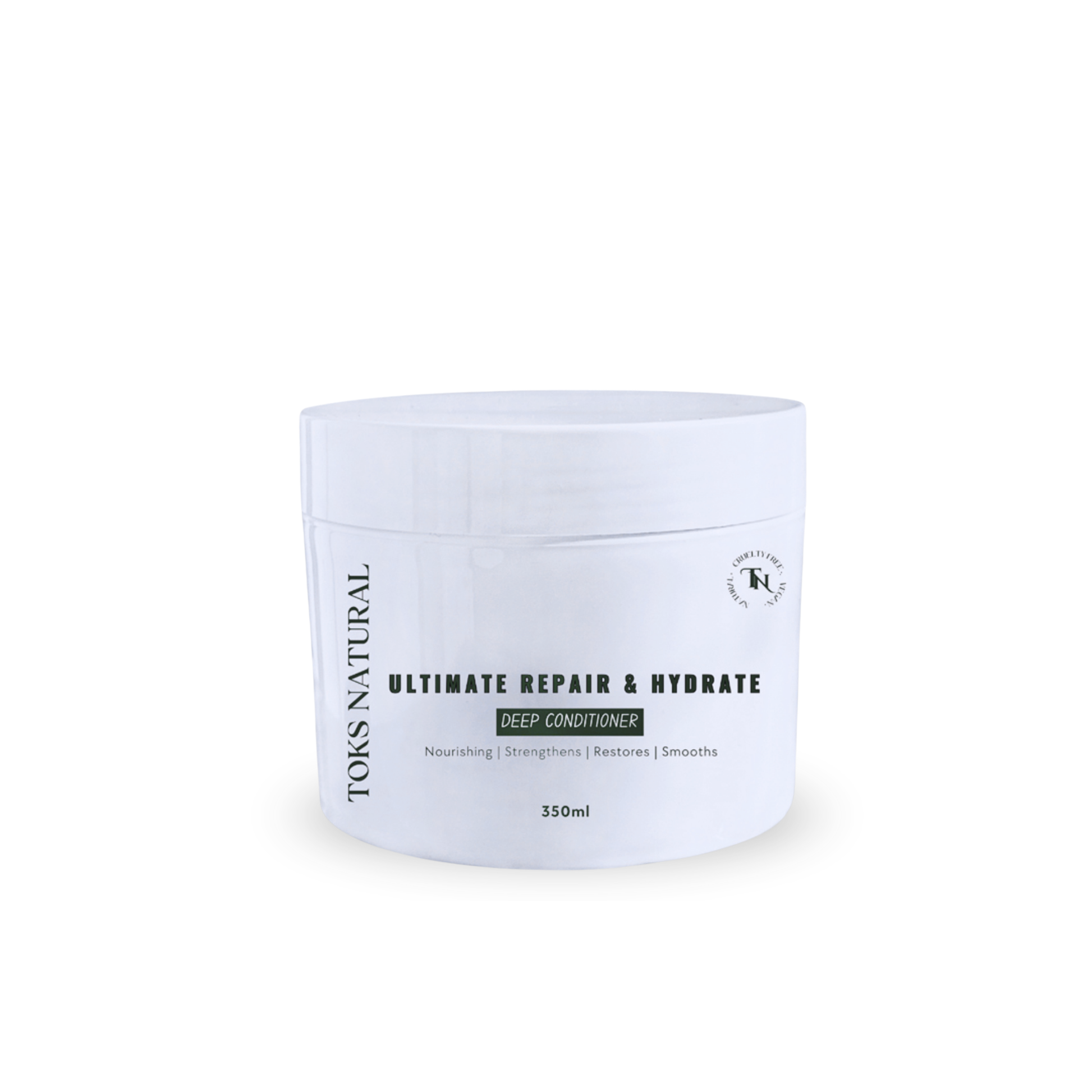 Toks Natural Ultimate Repair & Hydrate deep conditioner jar on a white background