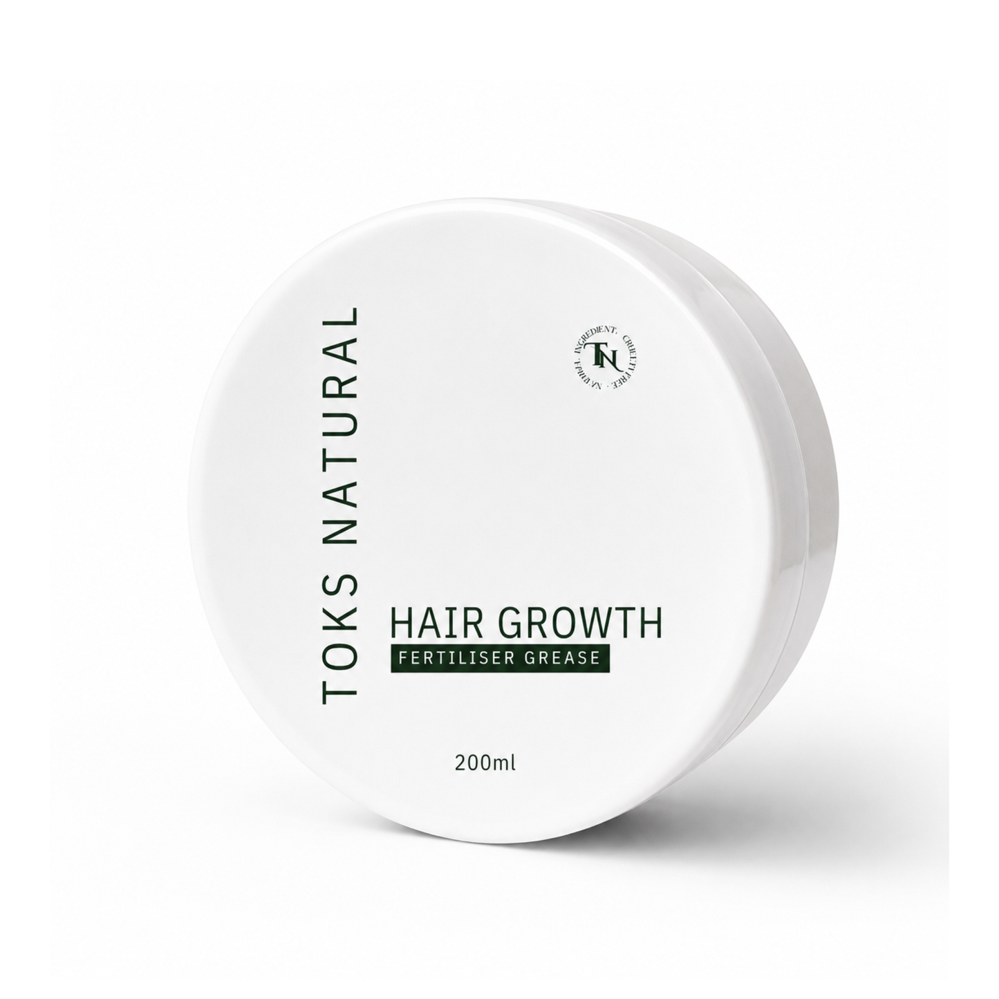 Toks Natural hair growth product container on a white background