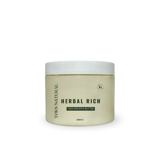 Jar of Toks Natural Herbal Rich Hair Growth Butter on a white background