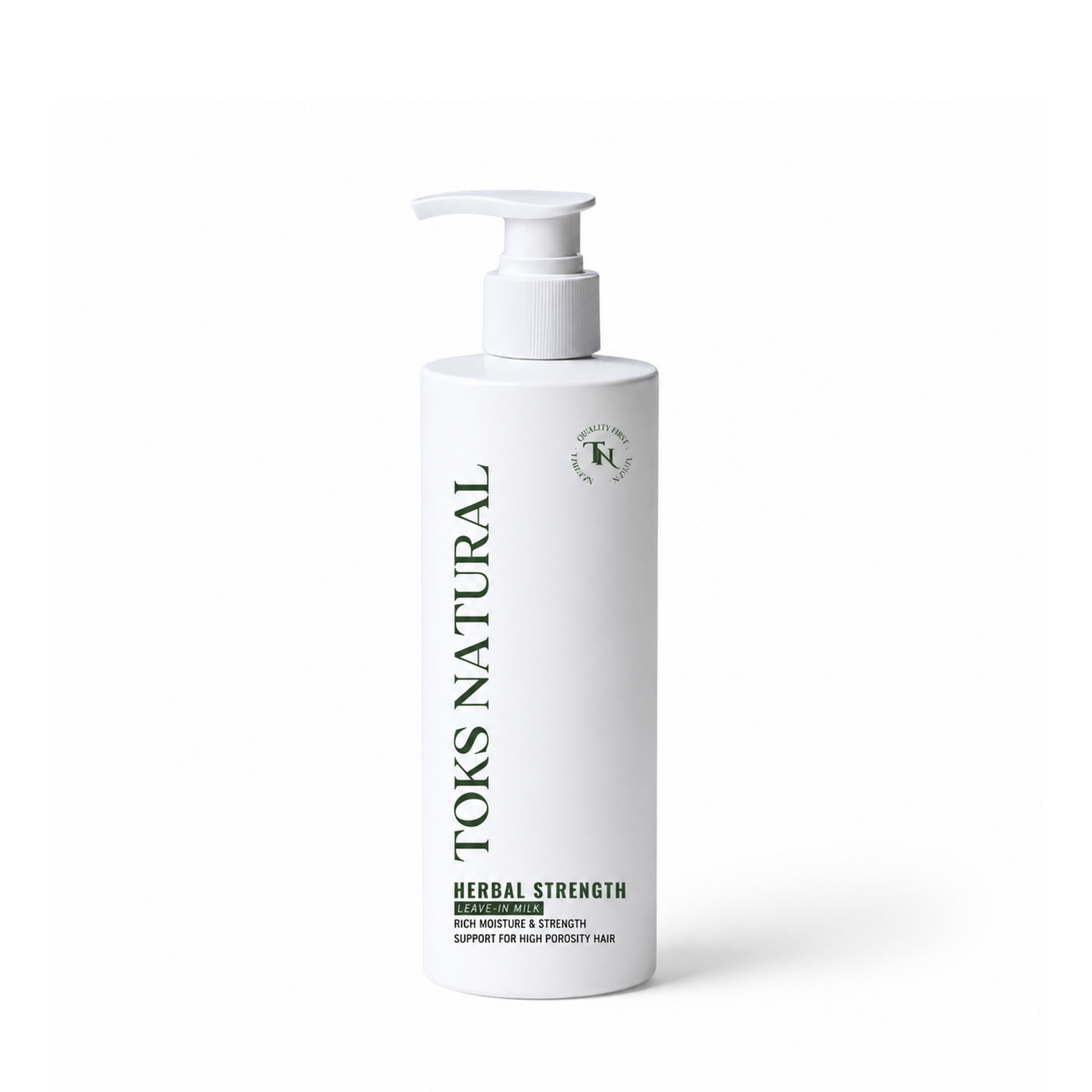 White bottle of Toks Natural Herbal Strength product on a white background