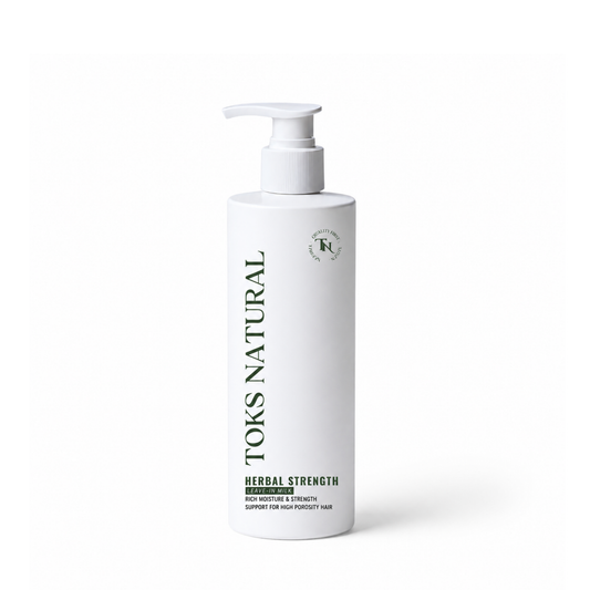 White bottle of Toks Natural Herbal Strength product on a white background