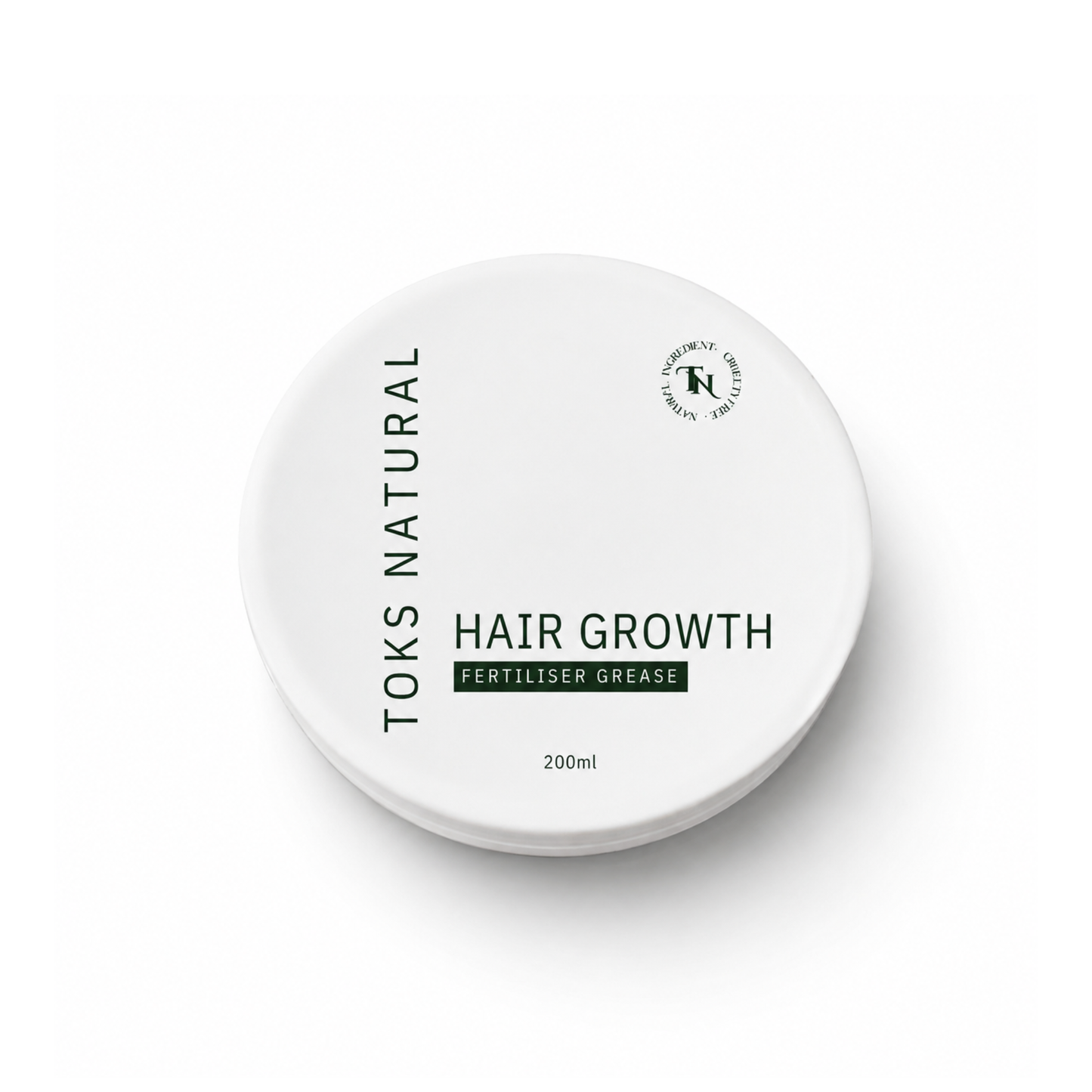 Toks Natural hair growth product container on a white background
