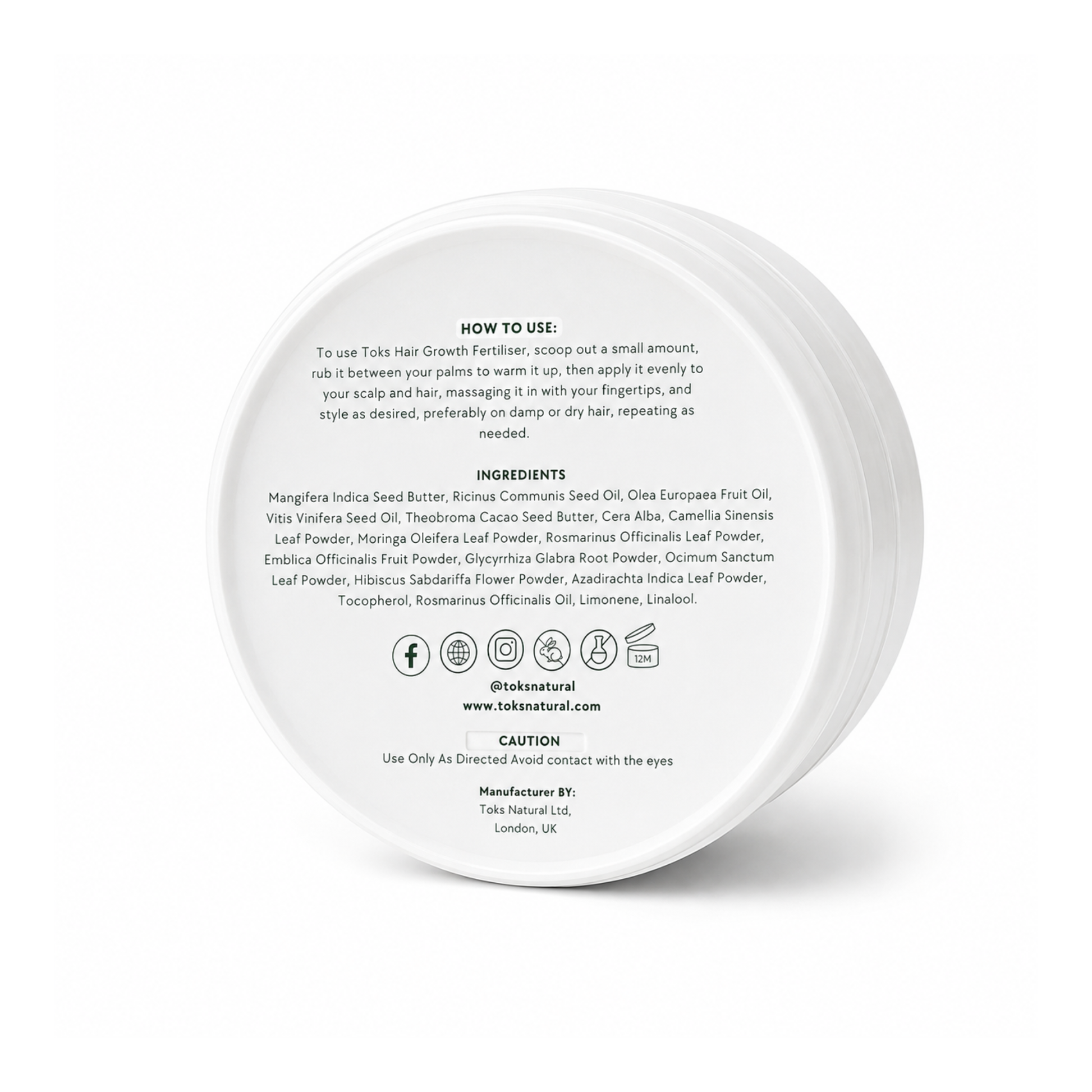 White container with text on a white background