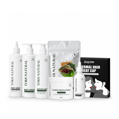 Collection of TOSK Natural hair care products on a white background