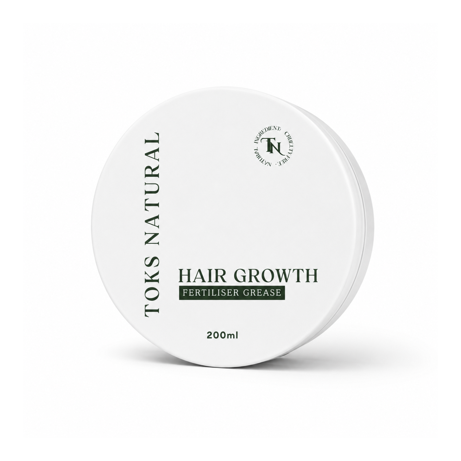 Toks Natural hair growth product container on a white background