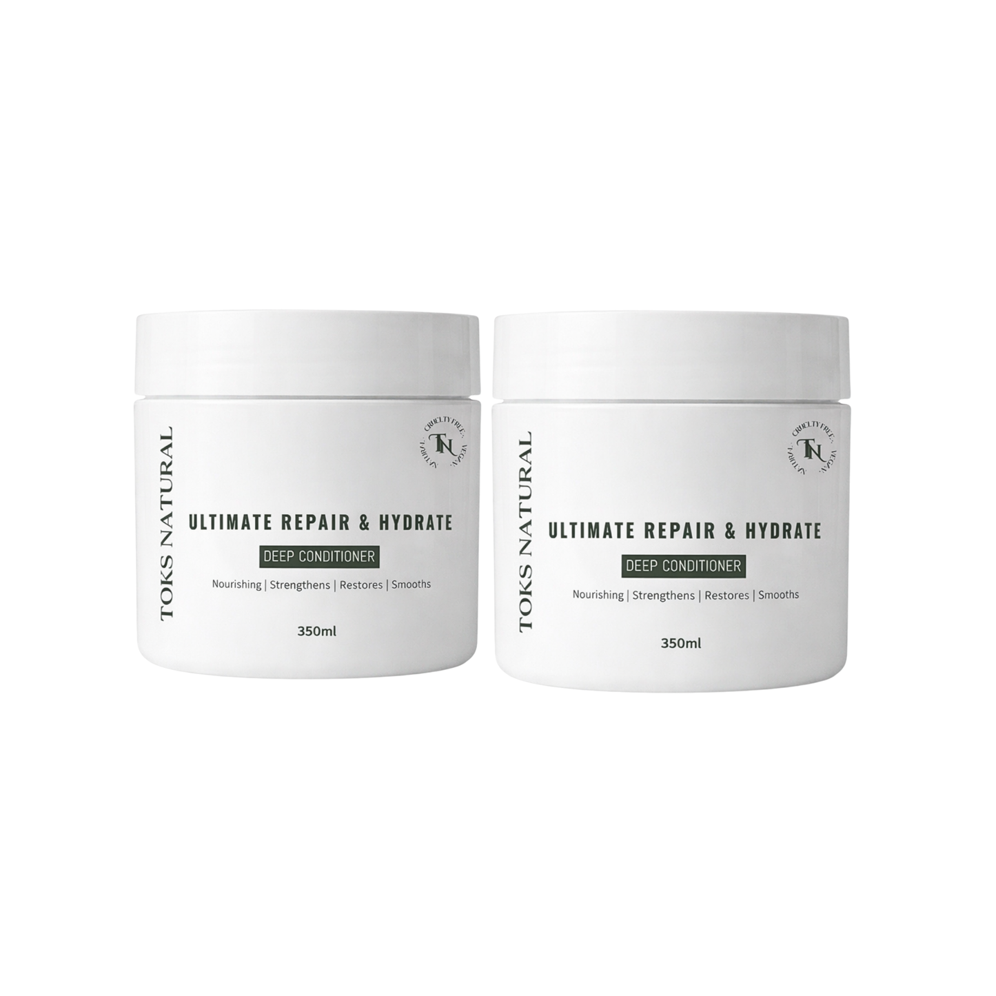 Two jars of Teks Natural Ultimate Repair & Hydrate Deep Conditioner on a white background