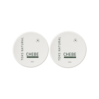 Two containers of Toks Natural Chebe hair conditioning cream on a white background