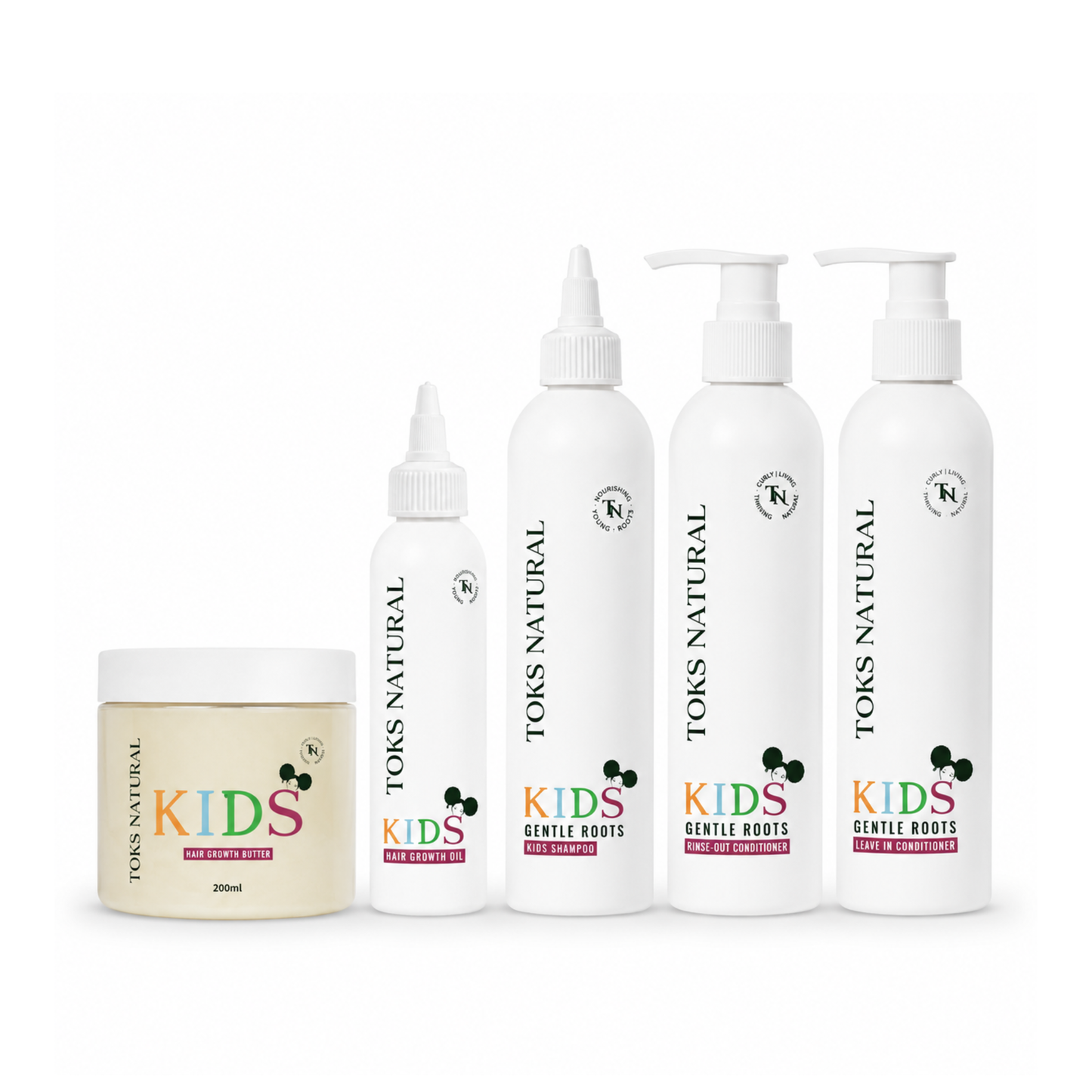 Toks Natural Kids hair care products on a white background