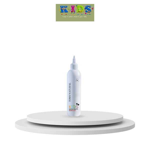 White bottle on a white platform with 'L' Kids' branding above.