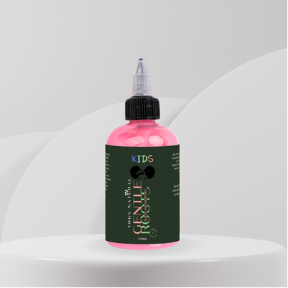 Gentle Roots Kids Shampoo bottle with natural ingredients like Aloe Vera, Lavender, and Sweet Orange, handmade for gentle hair care and nourishment."