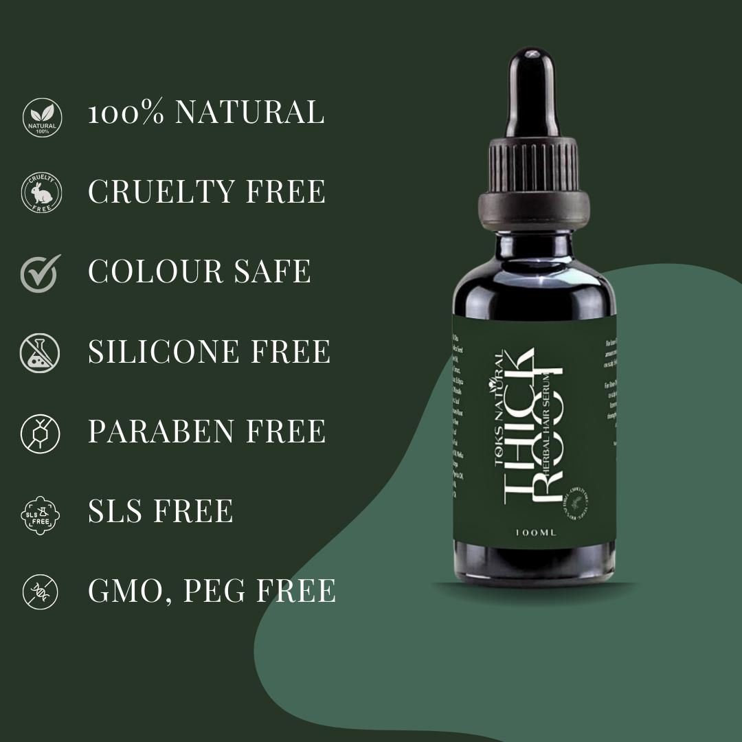 Natural hair growth serum for curly and natural hair types. Crulty free product.