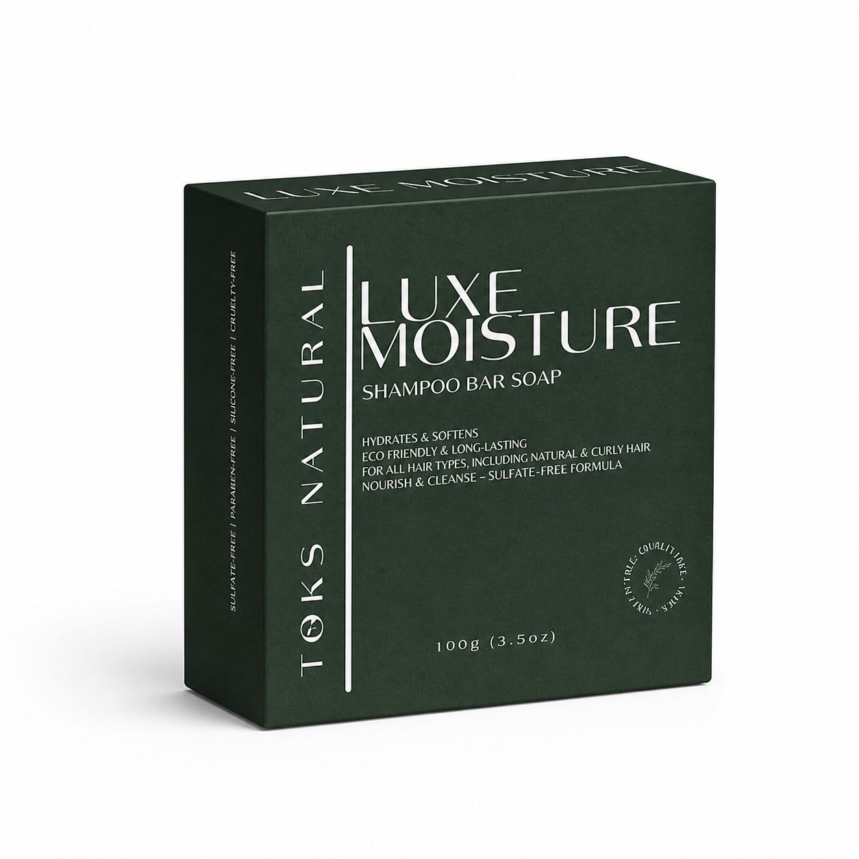 Toks Natural Luxe Moisture Shampoo Bar Soap packaging on a white background