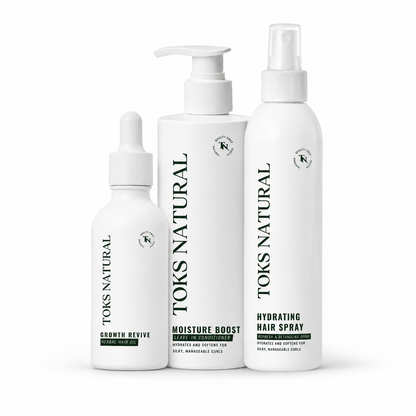 Three TOKS Natural hair care products on a white background