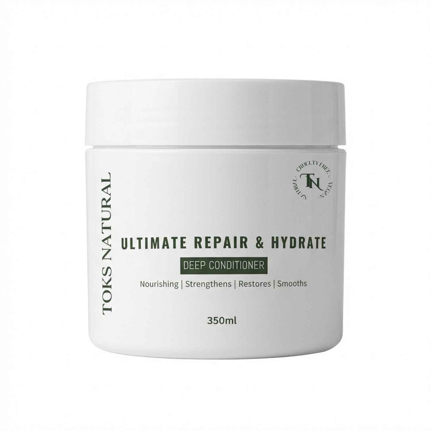 Toks Natural Ultimate Repair & Hydrate deep conditioner jar on a white background