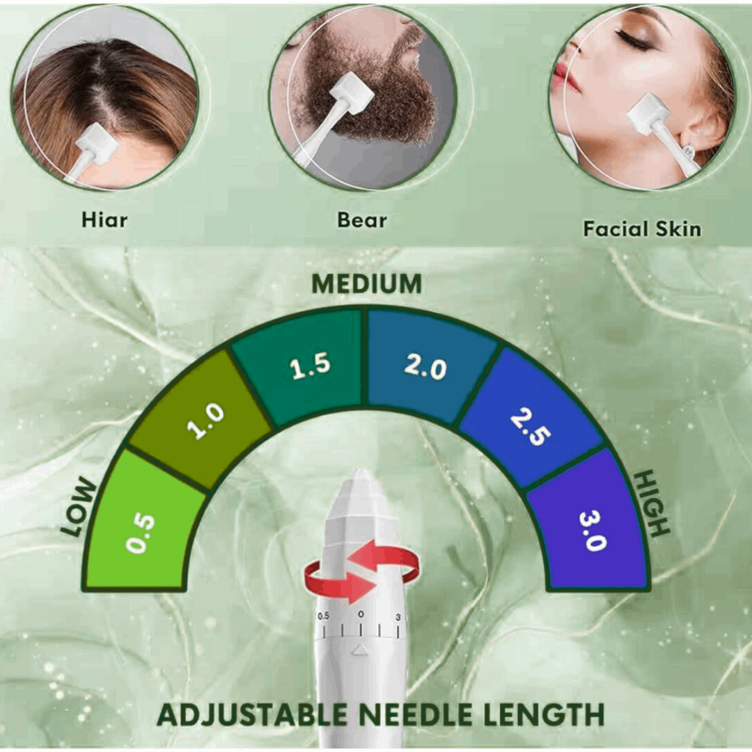 Derma Stamp for Hair Growth – Adjustable Microneedle Tool (0–3.0mm) - TOKS NATURAL