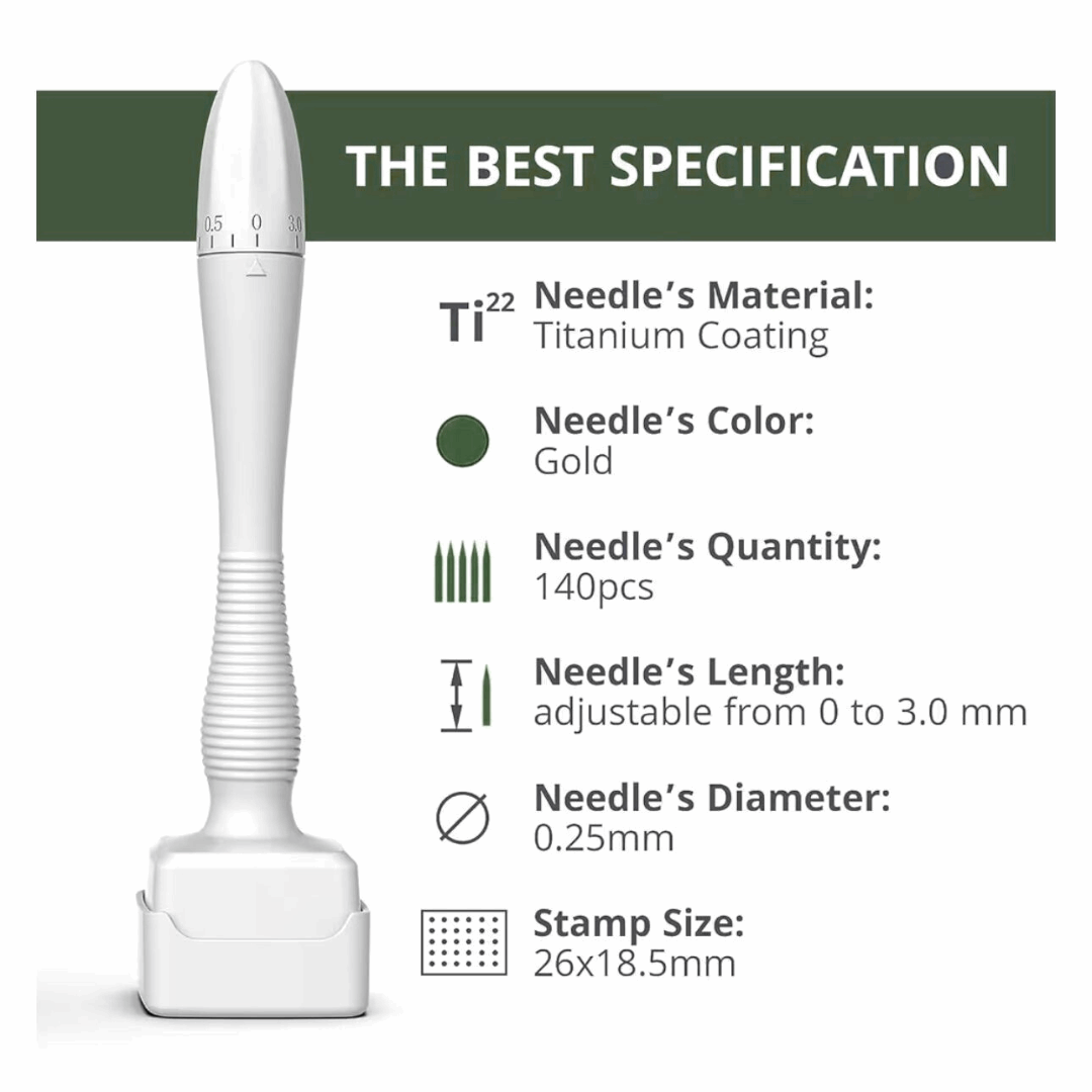 Derma Stamp for Hair Growth – Adjustable Microneedle Tool (0–3.0mm) - TOKS NATURAL