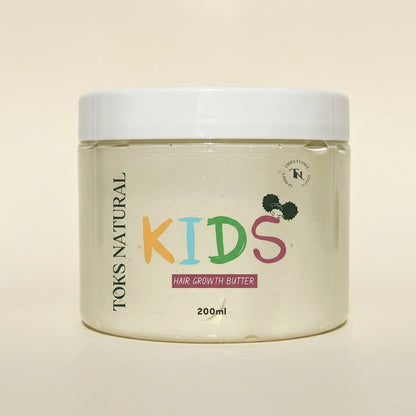 Jar of TOKS NATURAL Kids Hair Growth Butter on a beige background