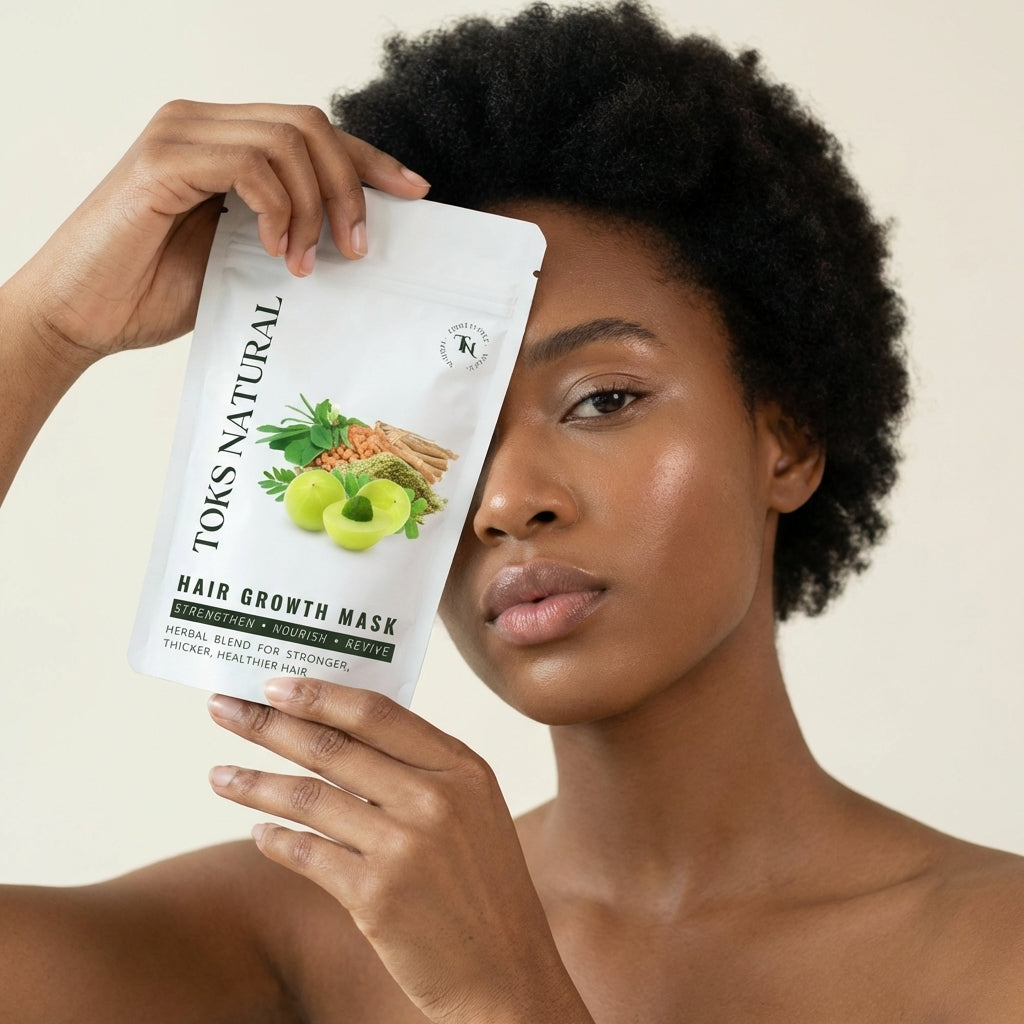 model with our hair growth mask