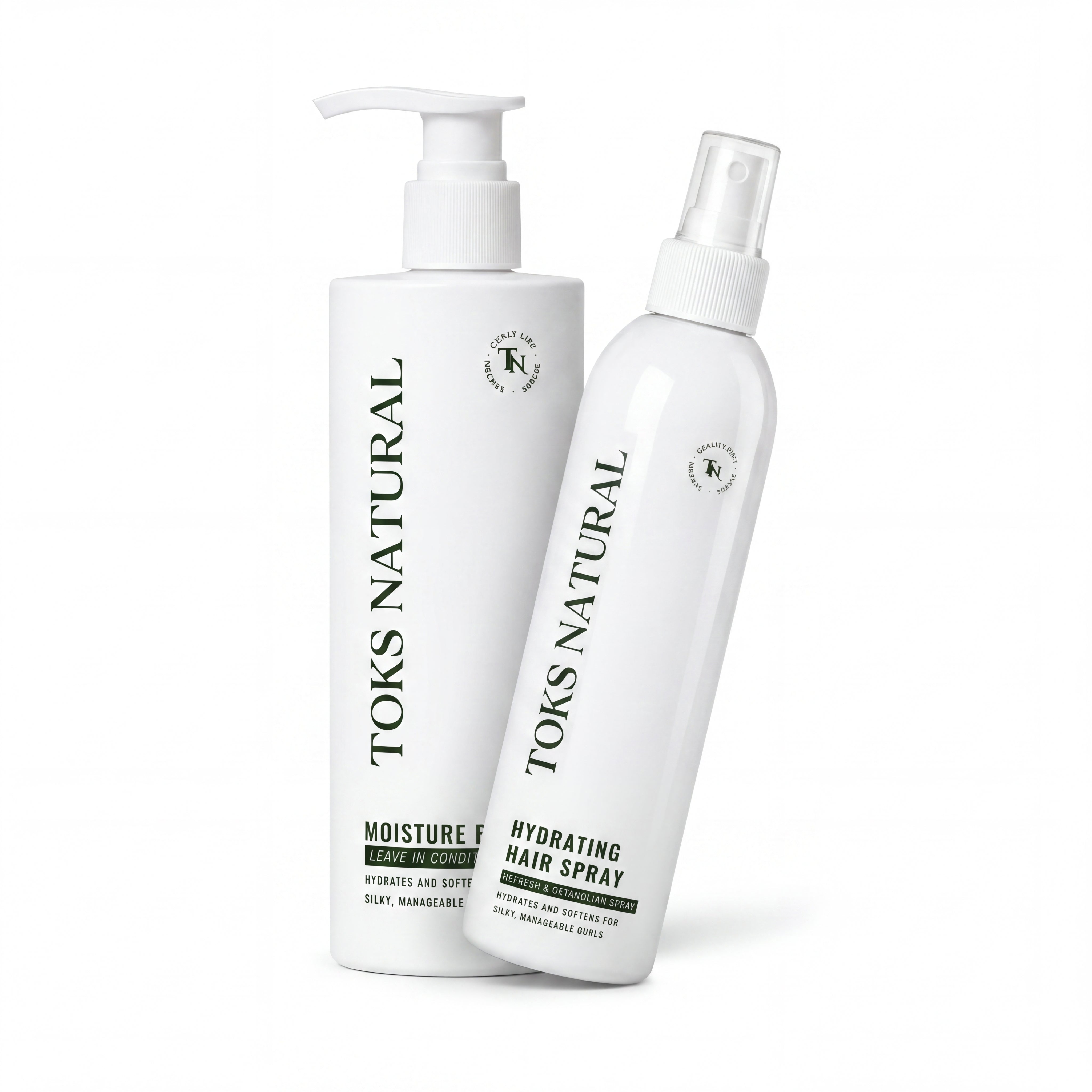 Two TOKS NATURAL hair care products on a white background
