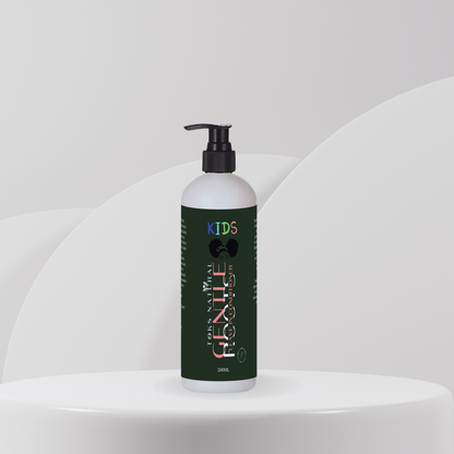 Gentle Roots Kids Leave-In Conditioner bottle with natural ingredients like Mango Butter, Aloe Vera, and Grapeseed Oil, handmade to moisturize and detangle kids’ hair.