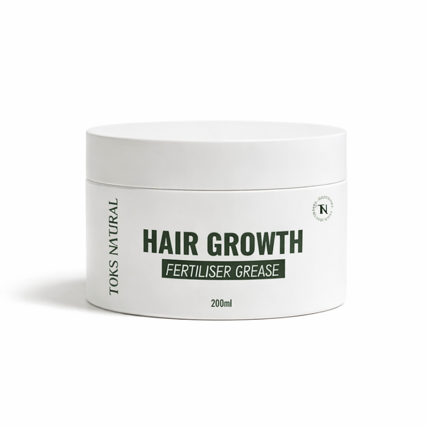 Jar of hair growth fertiliser grease on a light gray background